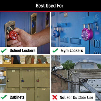 Master Lock Combination Locker Lock, Combination Padlock for Gym and School Lockers, Colors May Vary