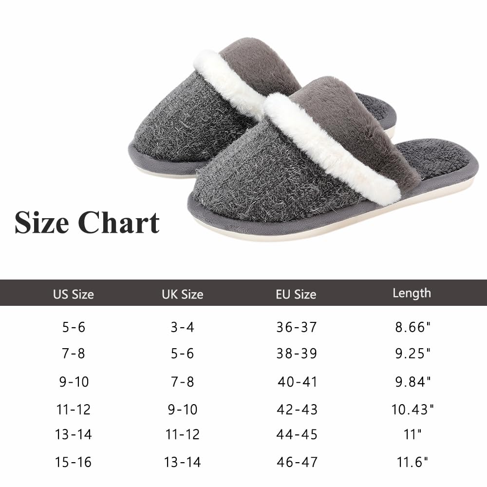 Mens Slippers Cozy Memory Foam Warm House Bedroom Shoes with Anti-Skid Sole Indoor and Outdoor Slippers for Women and Men Size 13 14 Dark Grey