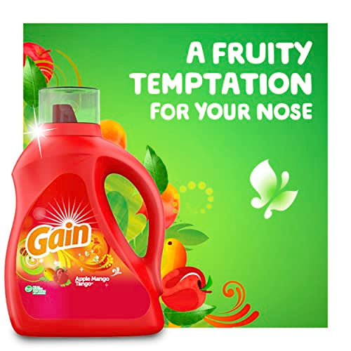 Gain + Aroma Boost Liquid Laundry Detergent, Apple Mango Tango Scent, 107 Loads, 154 fl oz, HE Compatible