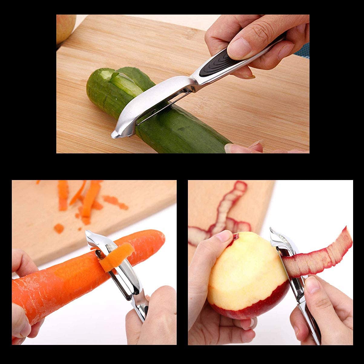 FUHUY Vegetable, Apple Peelers for kitchen, Fruit, Carrot, Veggie, Potatoes Peeler, Y-Shaped and I-Shaped Stainless Steel Peelers, with Ergonomic Non-Slip Handle & Sharp Blade, Good Durable (2PCS)