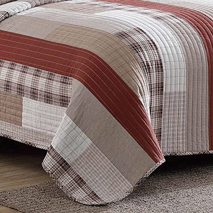 Eddie Bauer- King Quilt Set, Cotton Reversible Bedding Set, All Season Lodge Home Décor (Fairview Orange, King)