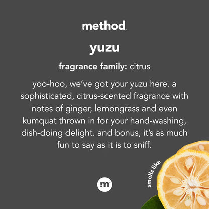 Method Gel Dish Soap, Yuzu, Biodegradable Formula, Tough on Grease, 18 Fl Oz (Pack of 6)