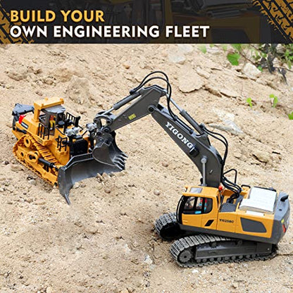 FUUY RC Bulldozer Construction Toy for Kids Ages 3 Year Old, Realistic Remote Control Bulldozer Metal RC Construction Vehicle Shovel Ripper RC Truck Building Toys for Boys 4-7 Year Old Birthday Gifts