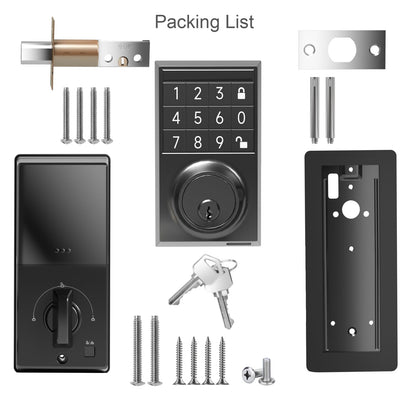 Smart Front Door Lock Set - Keyless Entry Door Lock with Keypads, Electronic Keypad Deadbolt 103 User Codes, Auto Lock, Mute Function, Low Battery Indicator, Includes 2 Keys-Ideal for Home Security