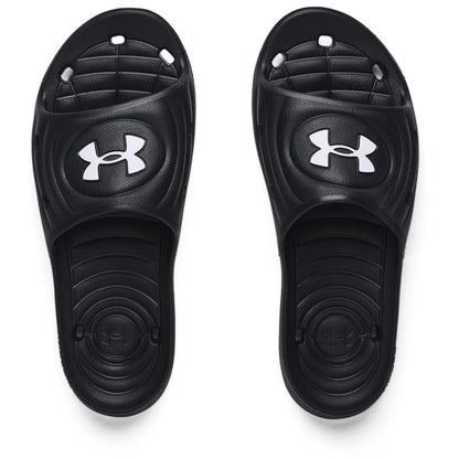 Under Armour mens Locker Iv Slide Sandal, Black Black White 001, 11 US