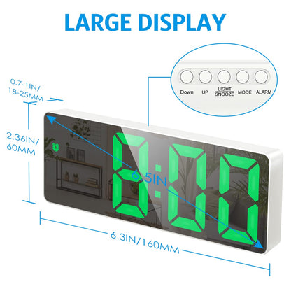 Olipiter Digital Clock for Heavy Sleepers, Alarm Clocks for Bedrooms, LED Digital Clock Large Display, USB/Battery Desktop Clock with Temperature, Adjustable Brightness, Voice Control, 12/24H