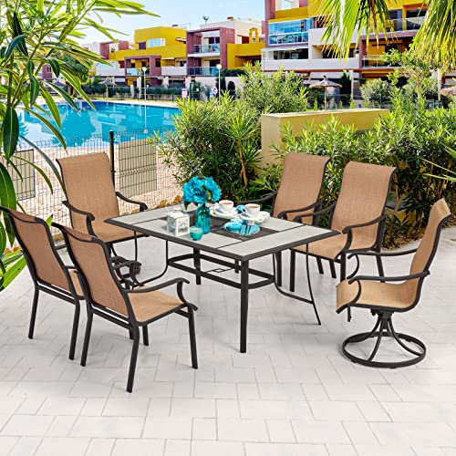 Erinnyees 4 PCS Outdoor Textilene Dining Chairs, Coated Metal Frame Textilene Chair with High Back and Armrest for Patio, Deck, Yard and Poolside…