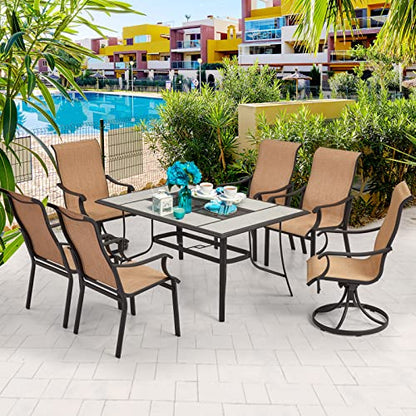Erinnyees 4 PCS Outdoor Textilene Dining Chairs, Coated Metal Frame Textilene Chair with High Back and Armrest for Patio, Deck, Yard and Poolside…