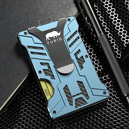 Wallet for Men Slim-Minimalist-Aluminum-Metal-Wallet with 1 Clear Window ID Badge Holder, RFID Blocking Wallet with Money Clip, Credit Card Holder Tactical Wallet