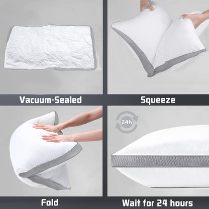 mislili Pillows Standard/Queen Size Set of 2, Bed Pillows for Sleeping, Cooling Hotel Quality with Premium Soft Down Alternative Fill for Back, Stomach or Side Sleepers