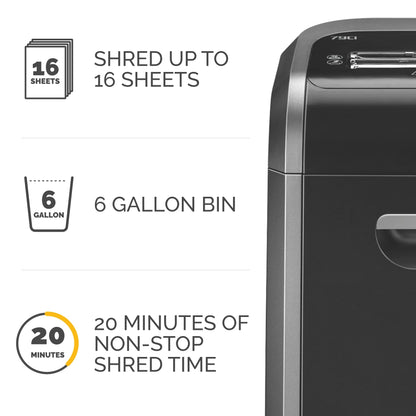 Fellowes ‎Powershred 79Ci 16-Sheet 100% Jam-Proof Crosscut Paper Shredder for Office and Home, Black/Dark Silver 3227919