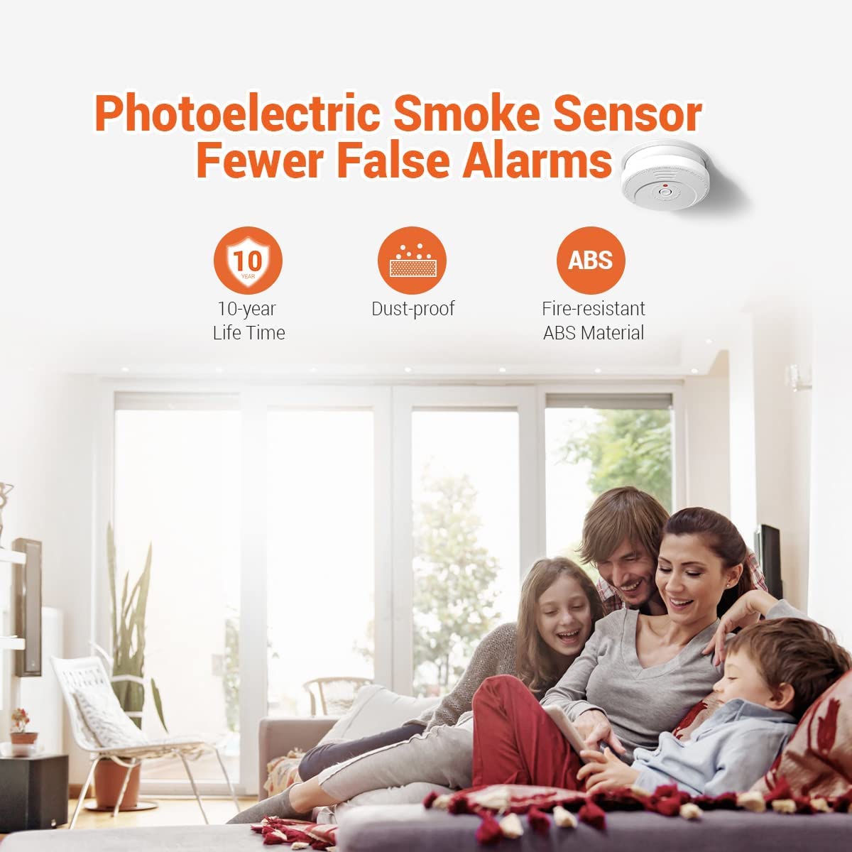 Jemay Smoke Detector, Smoke Alarm with Advanced Photoelectric Technology, Smoke Detector with Test Button and Low Battery Reminder, Fire Alarm with Battery Backup Used in Home, AW106, 6 Packs