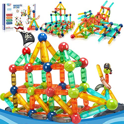 MAGDIY Magnetic Blocks Toddler Sensory Toys for 3+ Year Old Boys & Girls, Magnetic Sticks Building Toys for Kids Age 3-5 4-8, STEM Learning Educational Preschool Montessori Autism Toys, Birthday Gifts