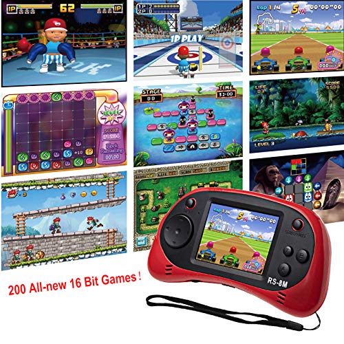 Kids Handheld Game Portable Video Game Player with 200 Games 16 Bit 2.5 Inch Screen Mini Retro Electronic Game Machine ,Best Gift for Child (Red)