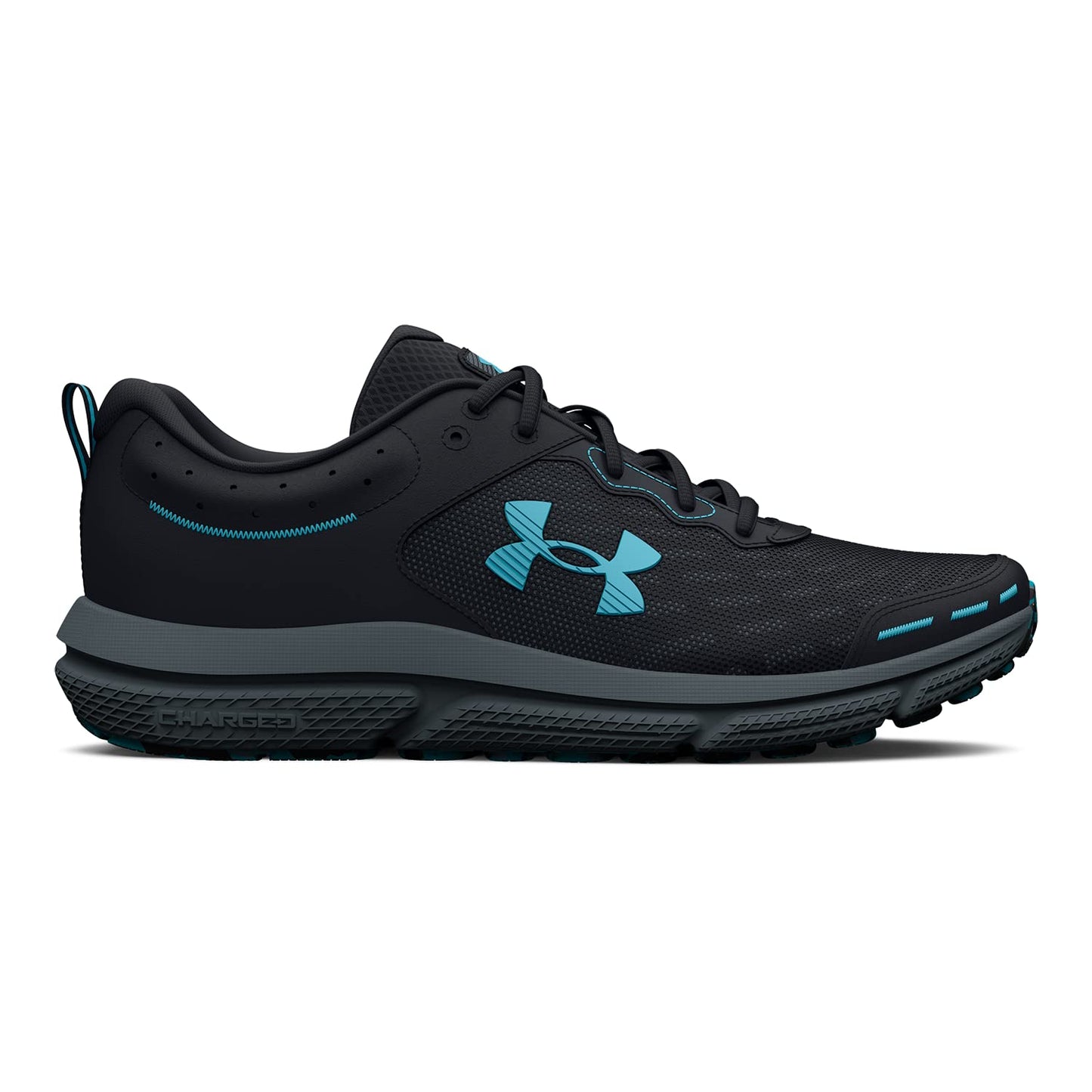 Under Armour Men's Charged Assert 10 Running Shoe, (003) Black/Black/Blue Surf, 10.5