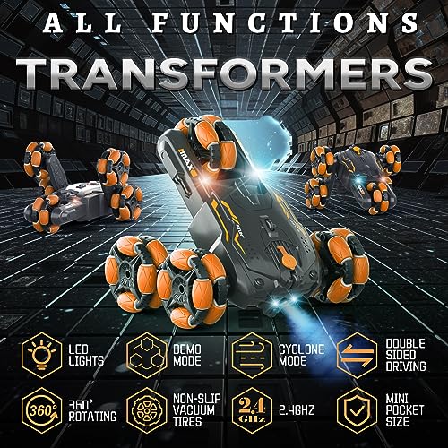 RC Car for Boys|Girls, RC Stunt Car with A Key Deformation&Memory Running, Double Sided Flip Stunt car,360 Rotating 2.4Ghz Indoor/Outdoor All Terrain Electric Toy Cars Gifts
