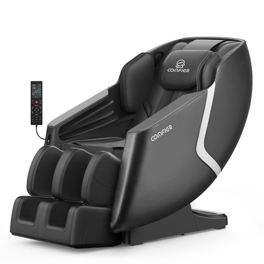 COMFIER Full Body Massage Chair,Massage Recliner Chair, Zero Gravity,Shiatsu Deep Kneading, 6 Auto Program,Air Compression,Heat,Bluetooth Speaker,Rolling,Chair Massager, Black