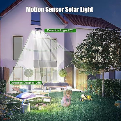 YBING Outdoor Solar Lights, Solar Powered Outdoor Lights Waterproof Solor Light with Motion Sensor, 3 Adjustable Heads, 270° Wide Angle for Garage Patio Porch Garden Yard （2 Pack）