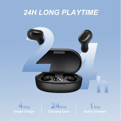 Bluetooth Earbuds in-Ear, Wireless Earphones Touch Control with Mic, Bluetooth Headset Noise Cancelling Headphones, HiFi Stereo, IP67 Waterproof, LED Display Fast Charging Case, Sport/Work Speakers.