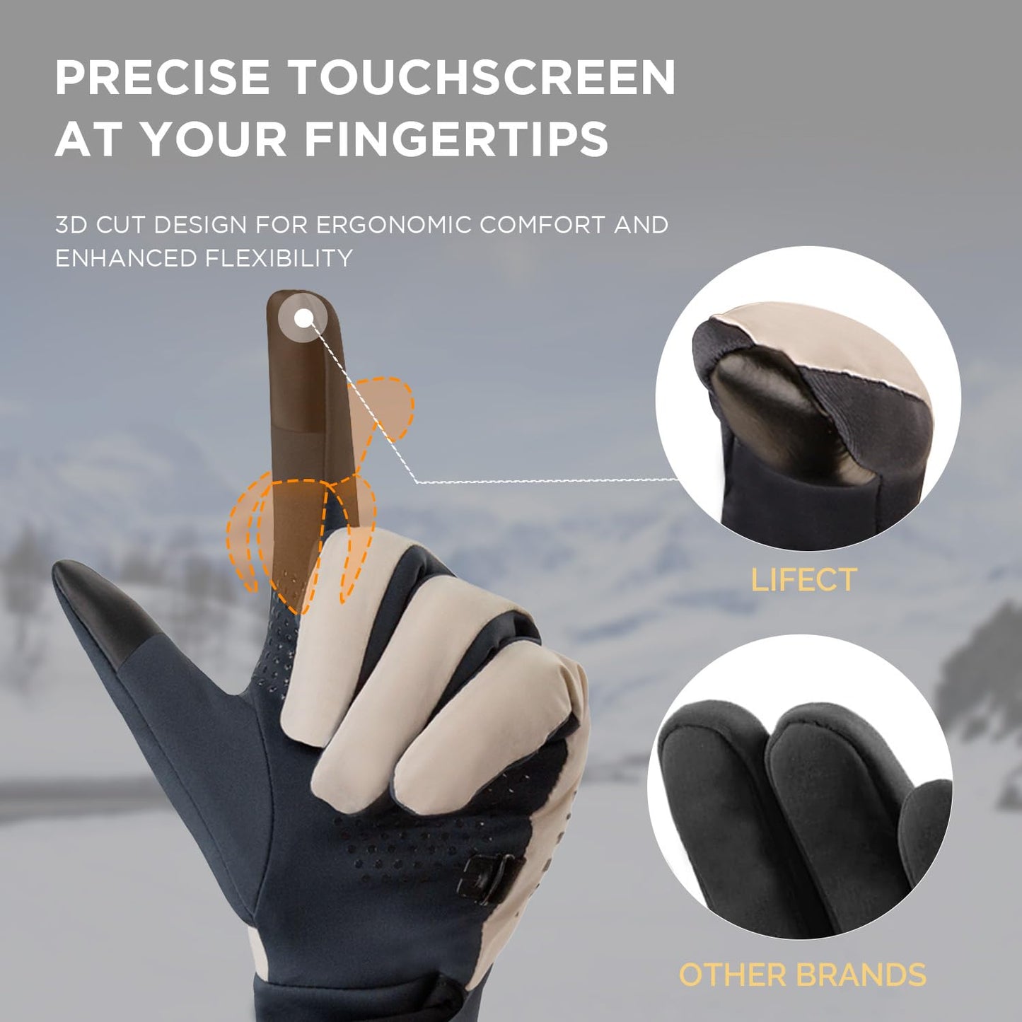 LIFECT Winter Gloves, Gloves for Cold Weather, Warm Gloves for Men Women, Touch Screen Anti-Slip Gloves for Running Driving Cycling Fishing