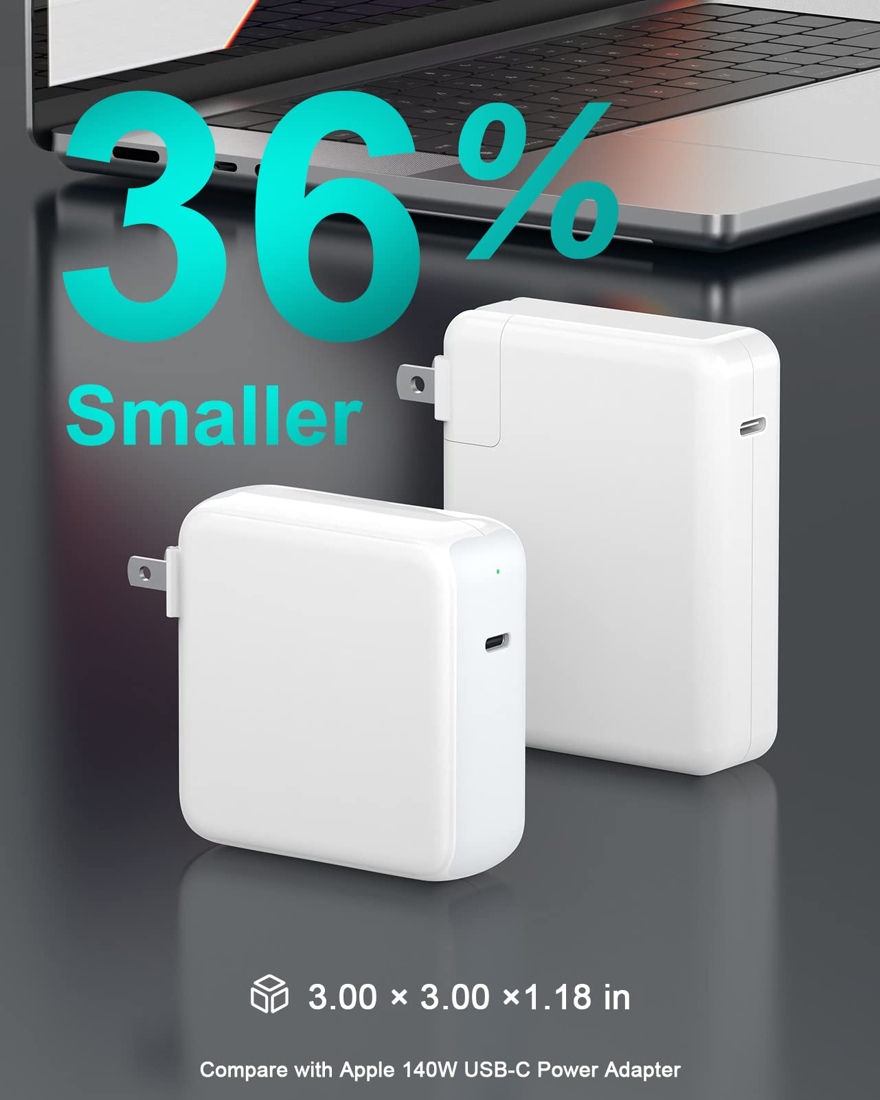 140W USB C Charger for MacBook Pro 16 inch 2021, MacBook Air, USB-C Power Adapter for iPhone 13/12, iPad Pro/Air, with 6ft Power Adapter Extension Cable