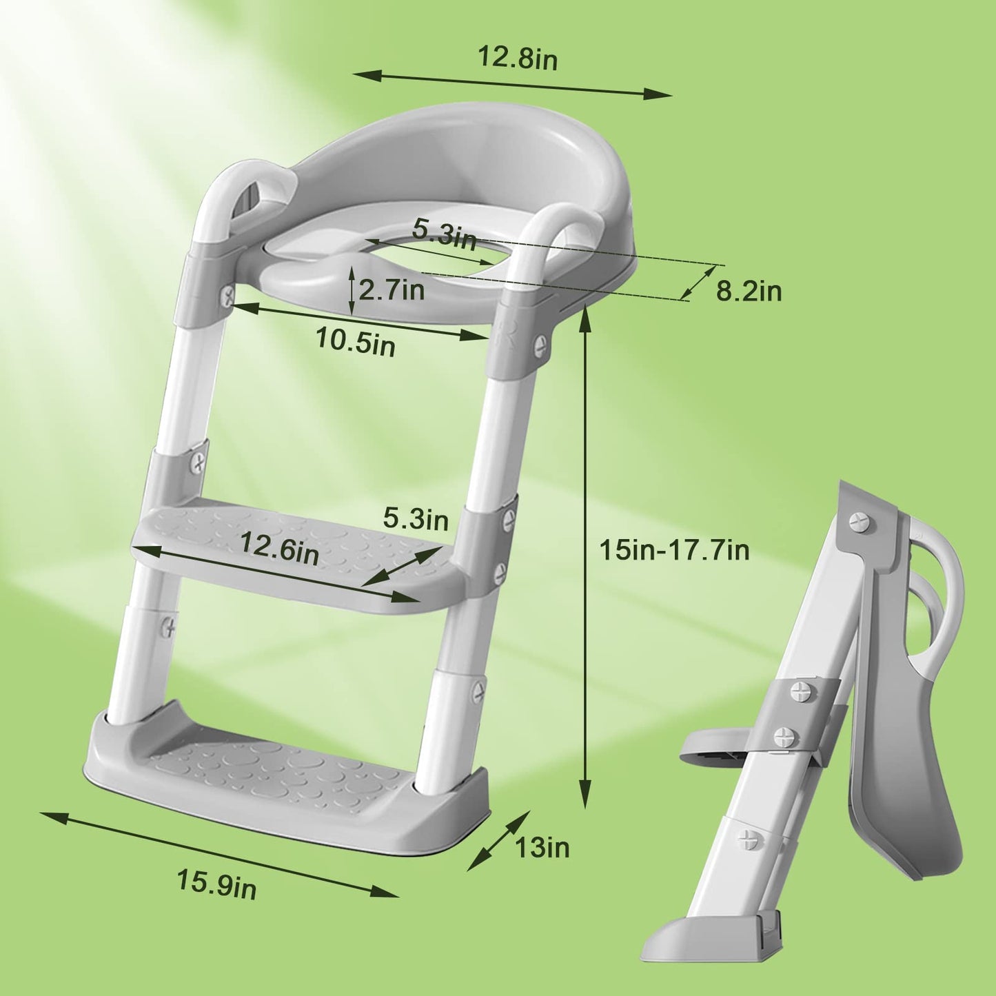 BBfancy Potty Chair, potty training toilet seat with step stool ladder for Kids and Toddler Boys Girls - Kids Potty Training Soft Padded Seat（Gray）