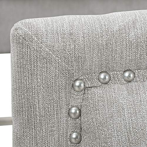 Jennifer Taylor Home Marcella Upholstered Shelter Headboard Bed Set, King, Silver Grey Polyester