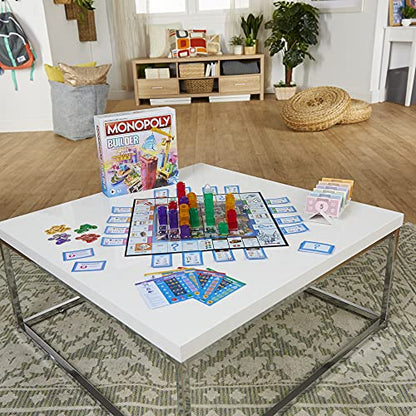 Monopoly Builder Board Game, Board Games for Kids and Adults, Strategy Games, Family Board Games, for Kids 8 and Up, 2-4 Players