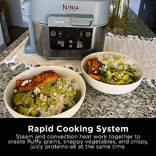 Ninja SF301 Speedi Rapid Cooker & Air Fryer, 6-Quart Capacity, 12-in-1 Functions to Steam, Bake, Roast, Sear, Sauté, Slow Cook, Sous Vide & More, 15-Minute Speedi Meals All In One Pot, Sea Salt Gray