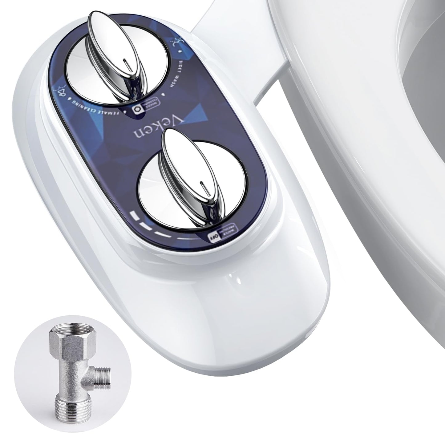 Veken Non-Electric Self-Cleaning Dual Nozzle (Frontal/Feminine Wash), Fresh Spray Bidet for Toilet with Adjustable Water Pressure Switch