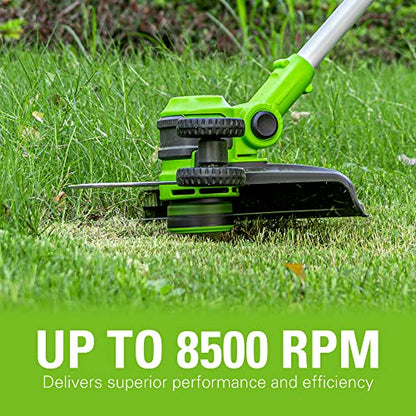 Greenworks 24V 12-Inch Cordless String Trimmer/Edger (Gen 2), 2.0Ah USB Battery and Charger Included