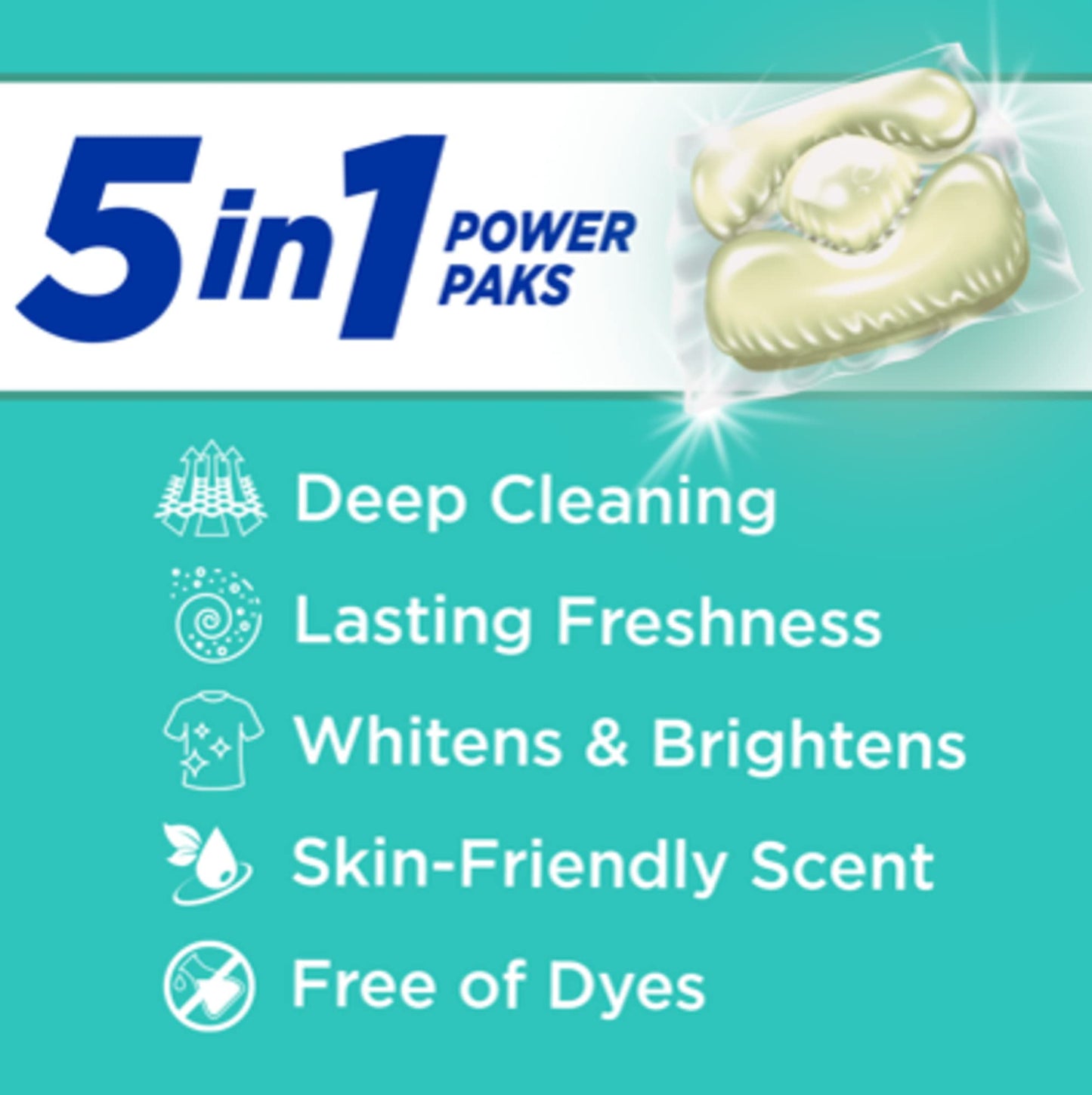 Arm & Hammer Sensitive Scent 5-in-1 Liquid Laundry Detergent Power Paks, High Efficiency (HE), 42 Count (Pack of 4)