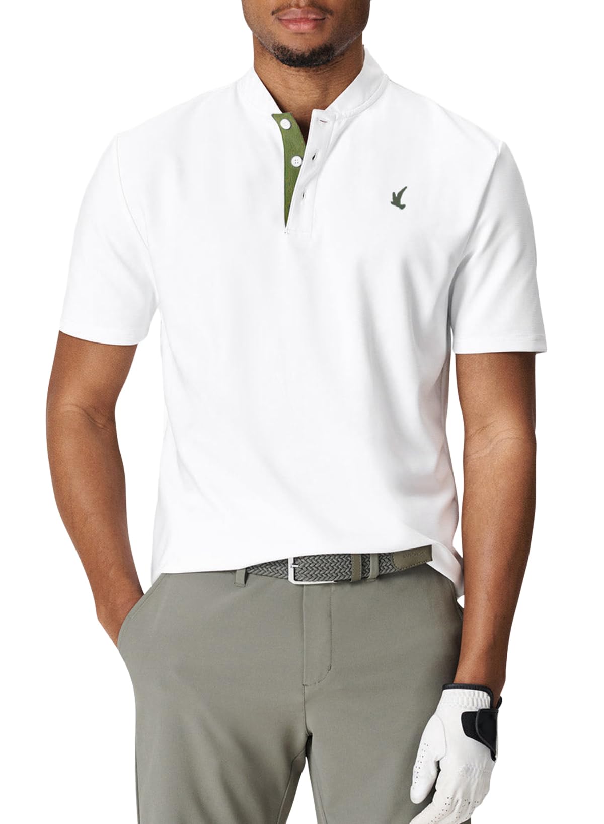 JMIERR Polo Shirts for Men Summer Quick Dry Casual Short Sleeve Button Up Fishing Work Golf Tshirt, L, White