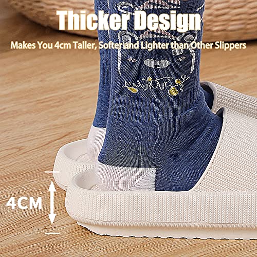 Cloud Slippers for Women and Men, Rosyclo Pillow Massage Shower Bathroom Non-Slip Quick Drying Open Toe Super Soft Comfy Thick Sole Home House Cloud Cushion Slides Sandals for Indoor & Outdoor Platform Foam Shoes