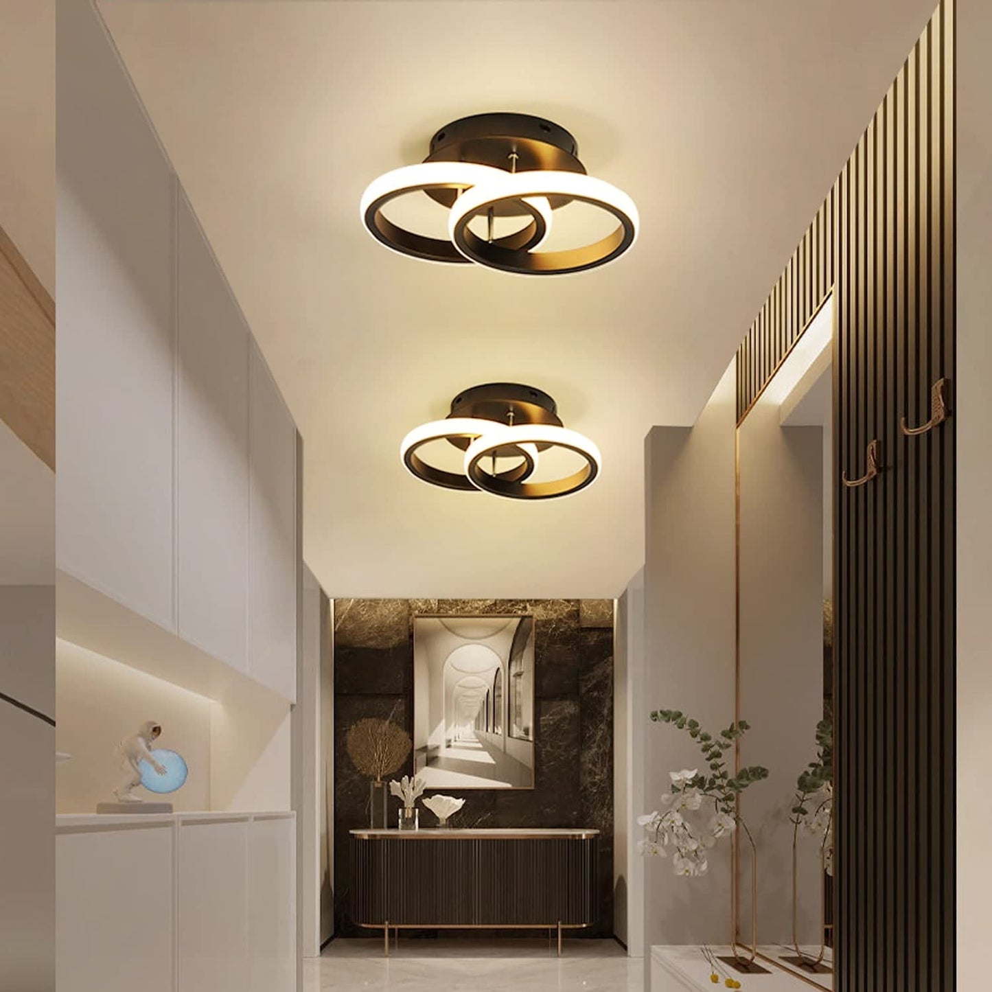 ADISUN LED Ceiling Light Modern Lighting Fixtures Warm White Flush Mount Ceiling Lamp for Kitchen Loft Aisle Hallway Balcony Stair Bedroom 22W (Black)