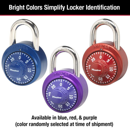 Master Lock Combination Locker Lock, Combination Padlock for Gym and School Lockers, Colors May Vary