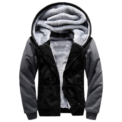 Hoodies for Men Full Zip Up Fleece Warm Jackets Thick Coats Heavyweight Sweatershirts Kangaroo Pockets Black/Grey L