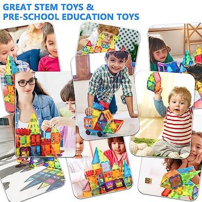 GEPER Magnetic Tiles Kids Toys, Toddler Girls & Boys Toys Age 4-5 6-8, Sensory Toys for Toddler 3-4, Magnet Toys Building Blocks for Toddler, STEM Preschool Learning Montessori Toys for 3+ Year Old