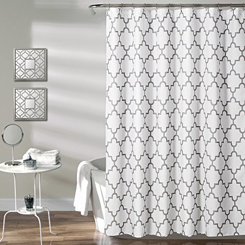 Lush Decor Gray Bellagio Fabric Shower Curtain, Bathroom Accessories, (72" x 72")