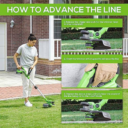 Greenworks 24V 12-Inch Cordless String Trimmer/Edger (Gen 2), 2.0Ah USB Battery and Charger Included