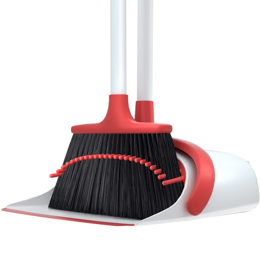 Broom and Dustpan Set, Broom and Dustpan Set Heavy Duty, Upgraded 52’’ Long Handle Broom and Dustpan Set for Home, Standing Broom with Dustpan Combo Set, Dust pan and Broom Combo for Home Office