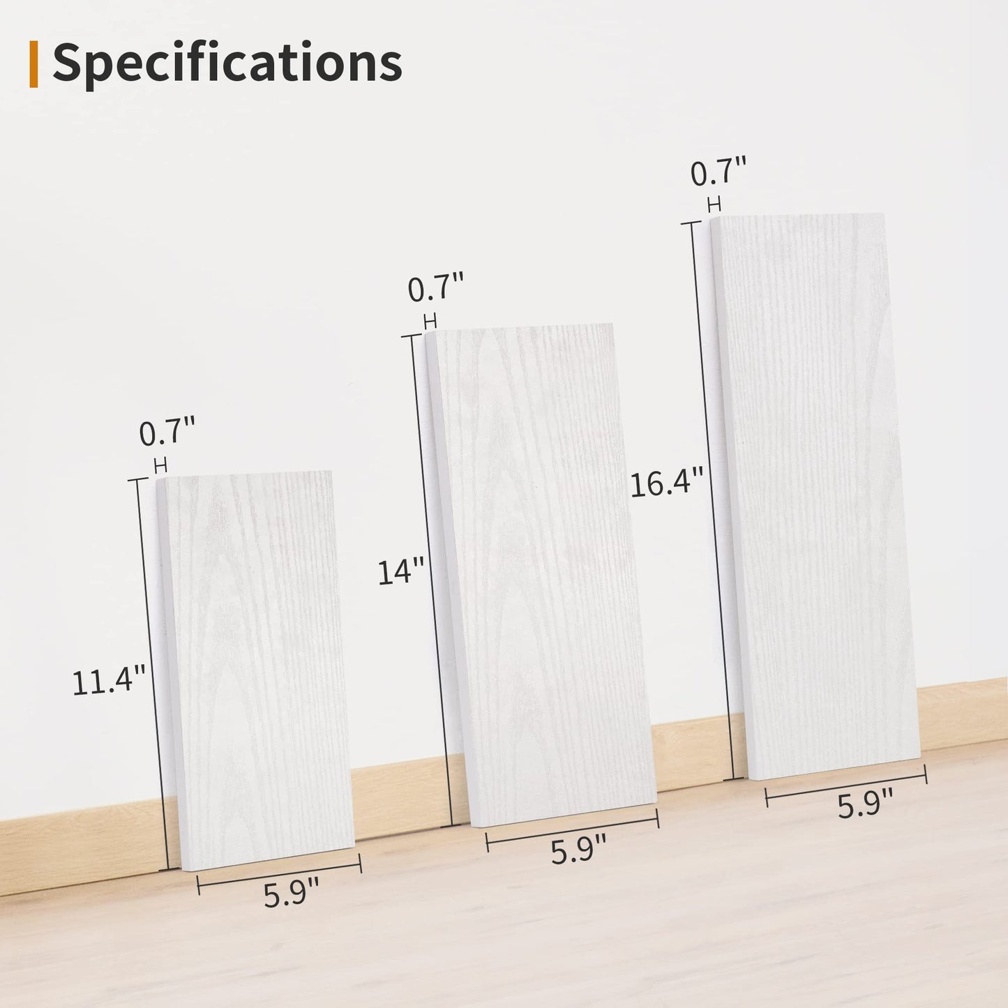 Floating Shelves Wall Mounted Set of 3, Rustic Wall Shelves for Home Decor, Floating Wood Shelf for Books, Plants, Pictures, Storage Wall Shelf for Bathroom,Kitchen,Living Room (White and Gold)