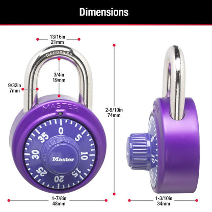 Master Lock Combination Locker Lock, Combination Padlock for Gym and School Lockers, Colors May Vary