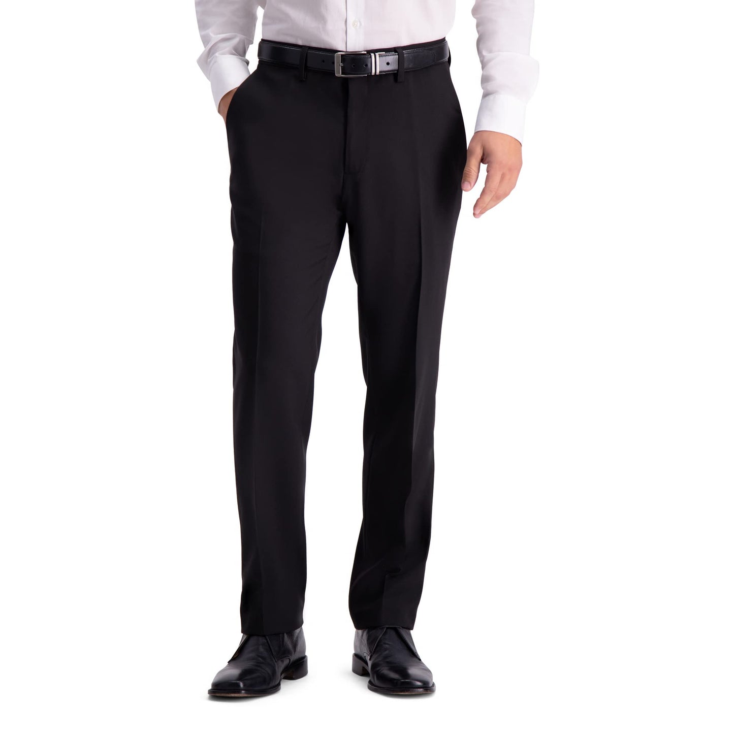 Kenneth Cole REACTION mens Techni-cole Mini Check Modern Fit Flat Front Dress Pants, Black, 34W x 30L US