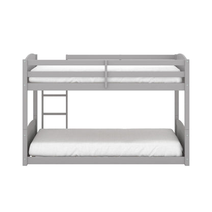 Hillsdale Alexis Contemporary Wood Arch Twin Over Twin Floor Bunk Bed with Slats, Gray