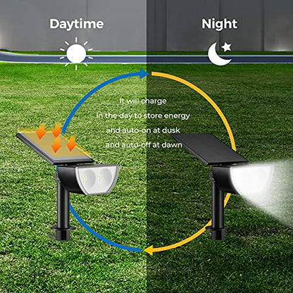 Linkind Outdoor Solar Spot Lights, 6500K Daylight Solar Spotlight, IP67 Waterproof Adjustable Solar Panel, Solar Lights Outdoor for Yard Walkway Garden Decor, 2 Pack