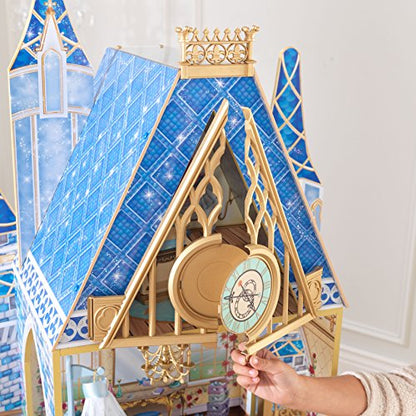 KidKraft Disney® Princess Cinderella Royal Dream Wooden Castle Dollhouse, Over 4 Feet Tall with 12 Pieces, Blue, Gift for Ages 3+