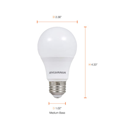 SYLVANIA LED A19 Light Bulb, 60W Equivalent, Efficient 9W, CEC Compliant, 10 Year, Non-Dimmable, 2700K, 800 Lumens, 90 CRI, Soft White - 24 Pack (Package May Vary)