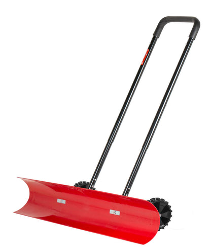 38 Inch Snow Shovel for Driveway, Brewin SnowPro Bi-Direction Heavy Duty Snow Pusher with Wheels and Angled Blade for Efficient Snow Removal, Back Saver Snow Plow for Dorway Sidewalk - Big Wheels