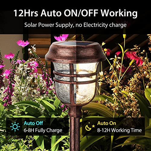 XMCOSY+ Solar Pathway Lights Outdoor, 6 Pack RGBW Solar Outdoor Lights, Auto On/Off IP65 Solar Lights Outdoor Waterproof, LED Solar Garden Lights Outdoor for Landscape Patio Lawn Driveway & Walkway